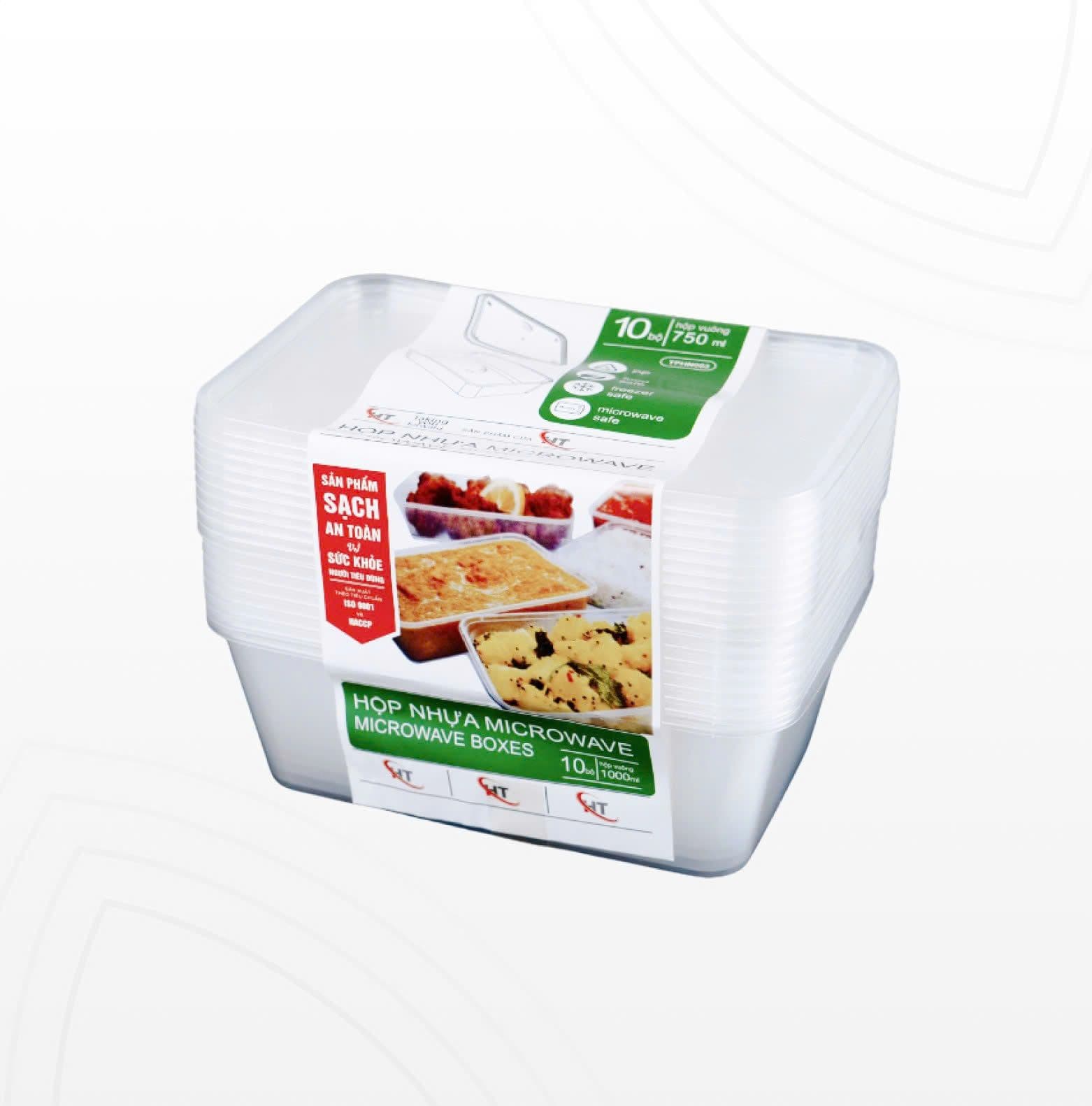 Hộp nhựa Microwave vuông 1000ml