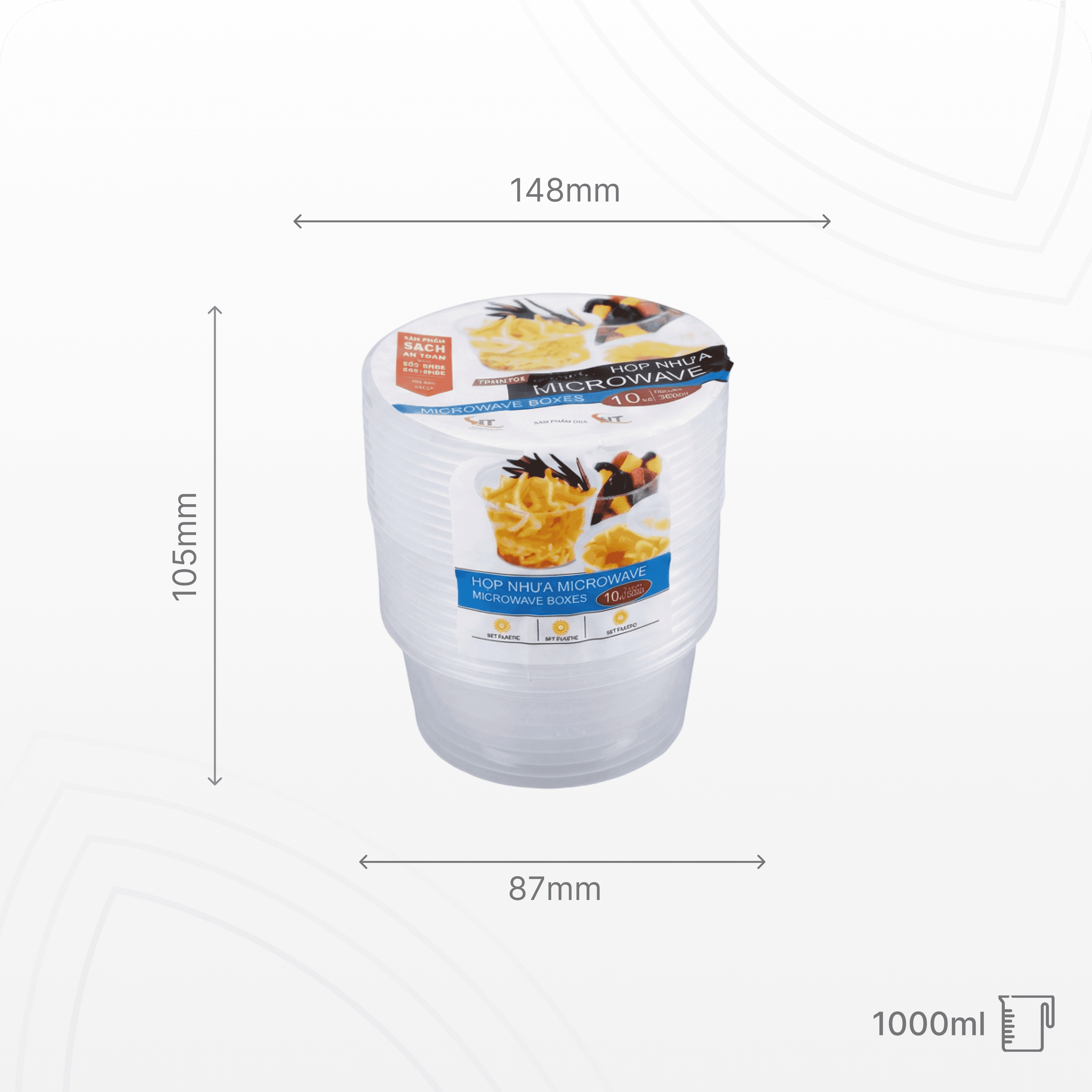 Hộp nhựa Microwave tròn 1000ml