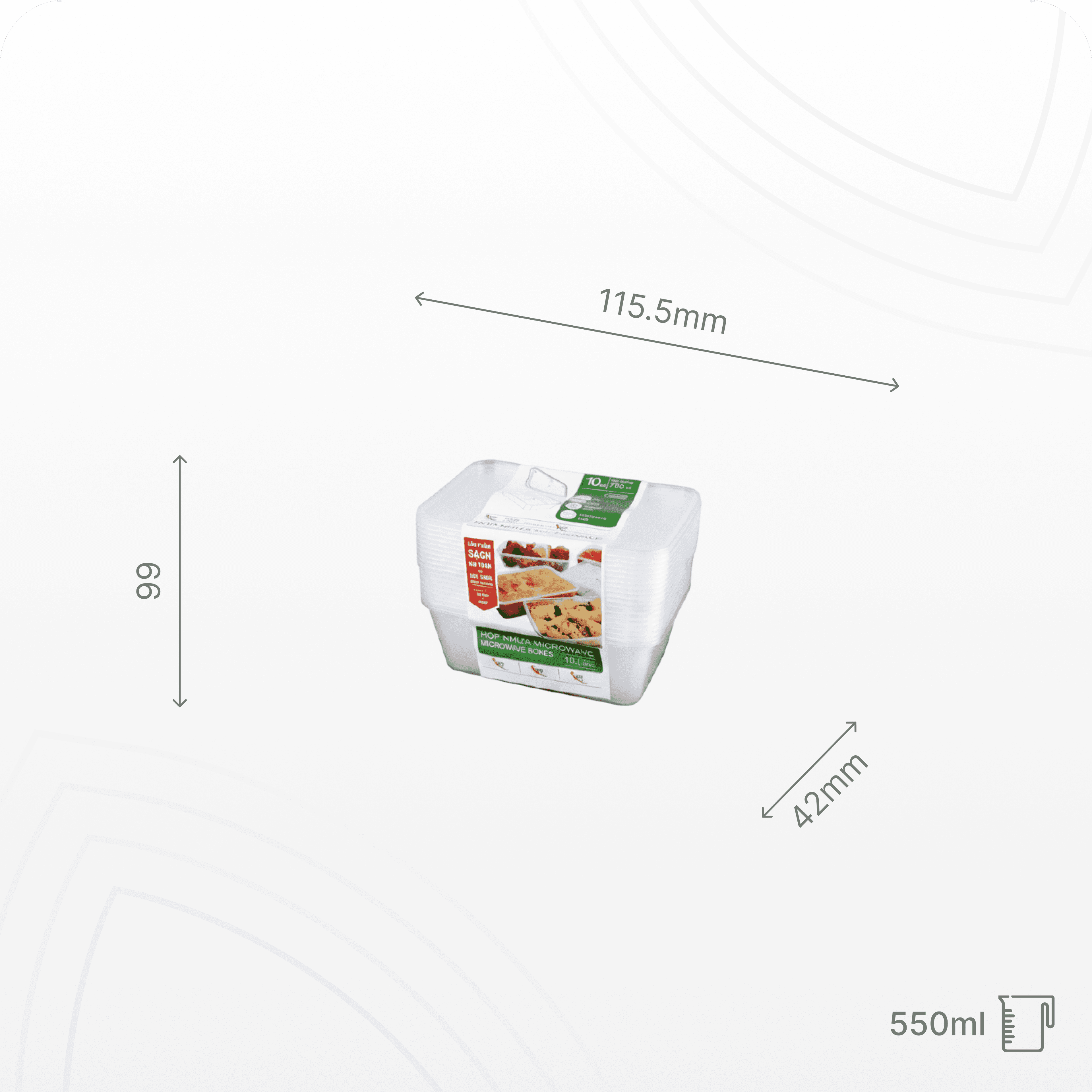 Hộp nhựa Microwave vuông 550ml
