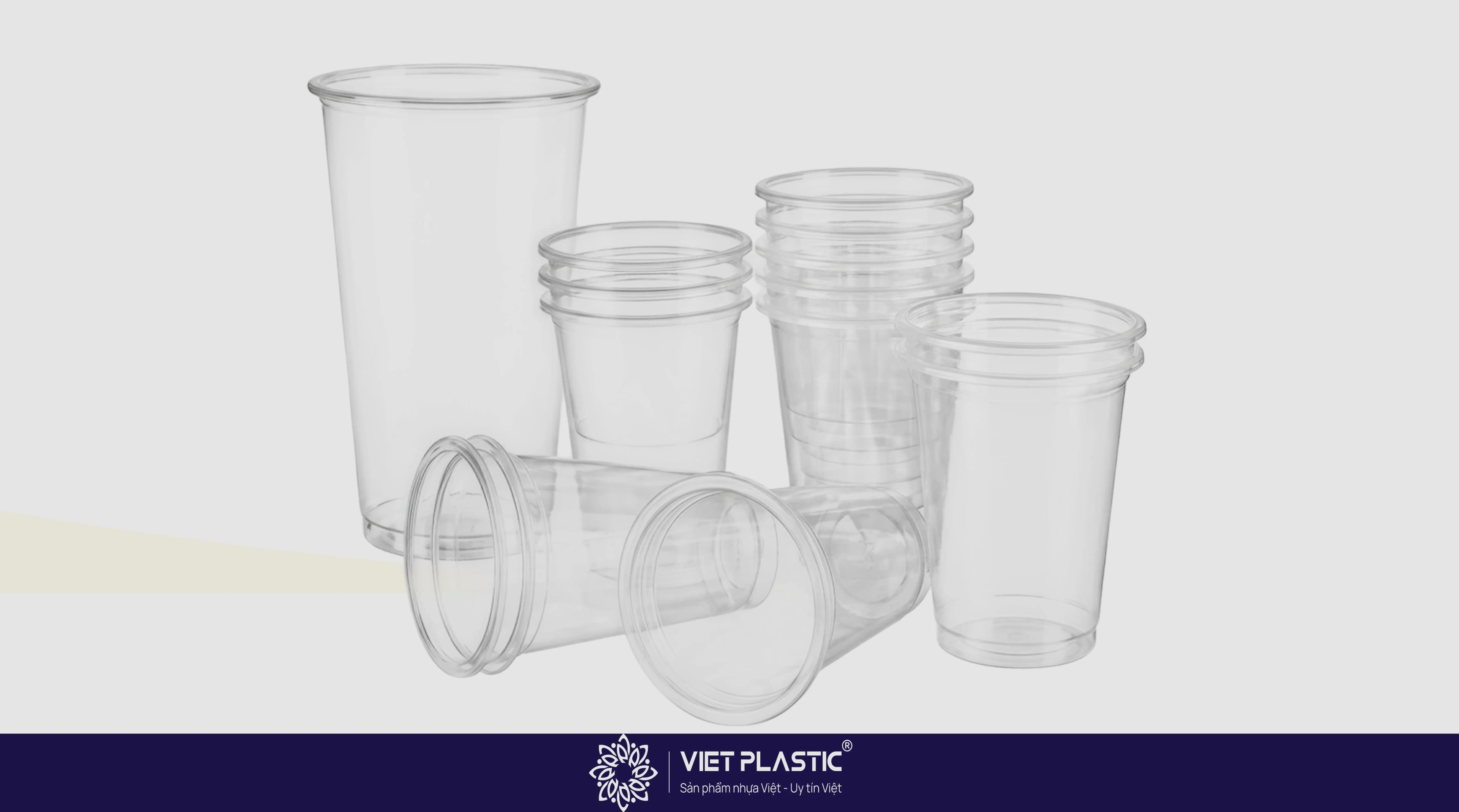 Các loại cốc nhựa trong VietPlastic với nhiều kích cỡ khác nhau