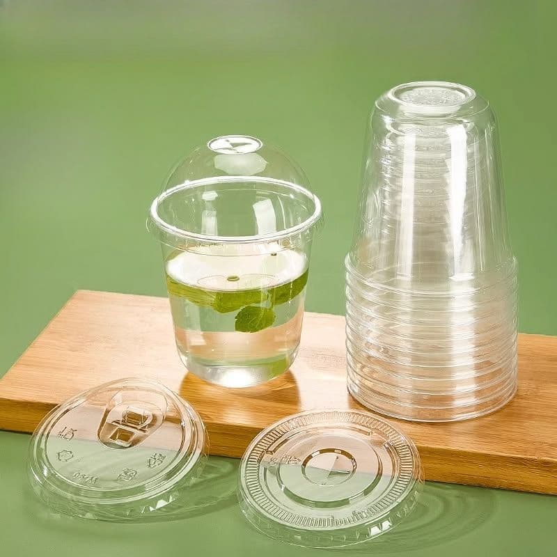 Bộ cốc nhựa trong suốt đáy bầu kèm nắp cầu và nắp bằng Viet Plastic