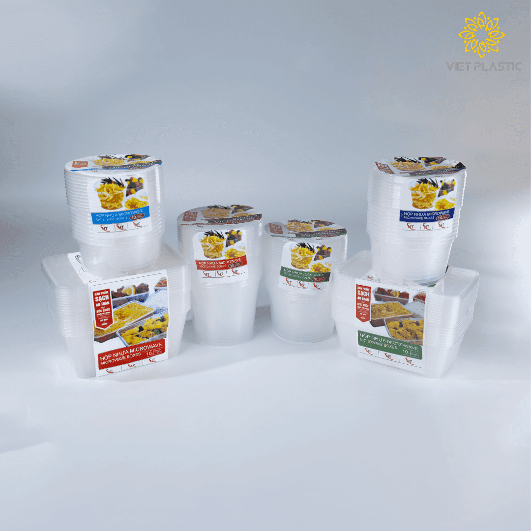 Các dòng sản phẩm hộp nhựa microwave vuông tròn và ly nhựa cao cấp của VietPlastic